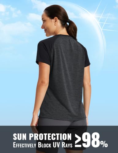 Image of MoFiz Women's Short Sleeve UPF 50+ Sun Protection Sports T-Shirt Quick Dry Running Workout Athletic Tee Top