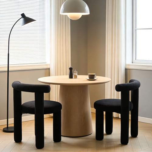 Chummaven Black Sherpa Dining Chairs Set of 2, Armless Upholstered Boucle Kitchen Chairs with Backs Comfy Accent Side Chair for Living Room, Dining Room, Reception