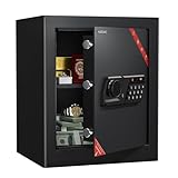 KABISAFE 45L Tresor, Großer Tresor für Zuhause mit Zahlenschloss & Schlüssel, Digitaler Möbeltresor Safe mit Alarmanlage & Herausnehmbares Regal, Wandtresor Geldschrank für Gold Bargeld Dokumente