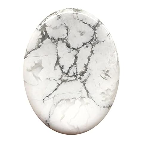 Hslutiee Oval Shape Crystal Thumb Worry Stone, Healing Polished Palm Pocket Stones for Anxiety Stress Relief Meditation Crystal Therapy, White Howlite Turquoise Cover