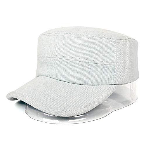 CHENGWJ Casquette de Baseball Denim Flat Cap Men Summer Washed Cotton Baseball Cap Army Dad Hat Snapback Bone Male Retro Casual Solid Flat Top Top Cover