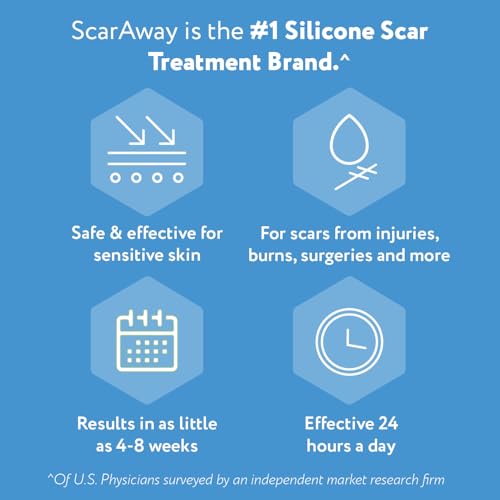 ScarAway Advanced Silicone Scar Sheets, Medical Grade Silicone Strips (1.5" x 3") Scar Treatment & Prevention for Surgical, Burn, Body, Hypertrophic & Keloid Scars Treatment, 8 Tan Reusable Sheets