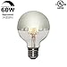 3 Pack - Modvera 60w Equivalent LED Half Chrome G25/G80 6W Silver Bowl Globe Shape Medium (E26) Base Warm White 2700K, 630 Lumens, Dimmable LED Filament Vintage Bulbs.UL Listed RoHS Compliant