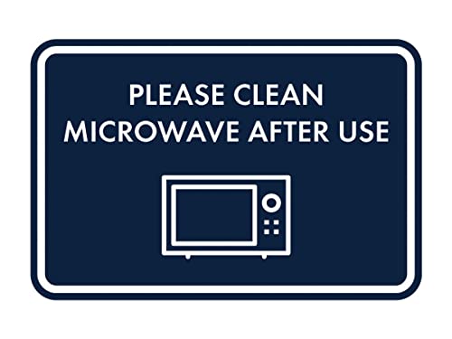 Classic Framed Please Clean Microwave After Use Sign (Navy Blue/White) - Medium