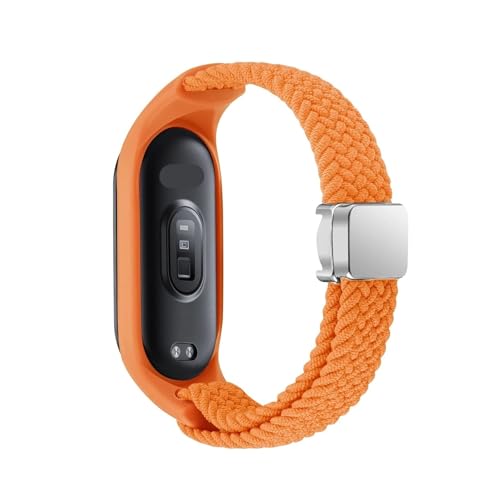 NDJQY Correa trenzada para la banda Xiaomi Mi Band 8 Pulsera de hebilla magnética de vigilancia de bucle de bucle de nylon elástico para Miband 8 NFC Watchands(Orange,For Miband 7 6 5 4 3)
