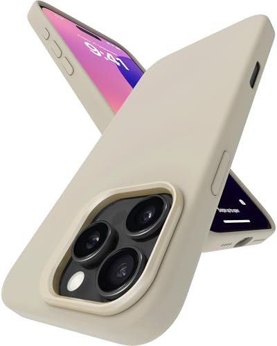 Image of eller sante Silicon Back Cover Case for iPhone 16 Pro Scratch Resistant TPU Shockproof 6ft Feet Drop Protection Support Mag-Safe Wireless Charging- Stone