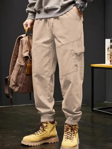 Image of Leriya Fashion Men's Cargo Pants | 4 Pocket Cotton Cargo Joggers for Men | Loose Fit Stylish Pant with Pockets | Casual Baggy Trousers & Streetwear Lower