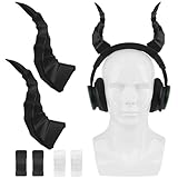 Geekria Devil Horns for Headphones, 3D Printed Adjustable Headband Cosplay Accessory for Over-Ear Headphones (Black)