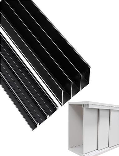 Kit de riel para puerta corredera, sistema de 3 pistas para un funcionamiento suave en armarios, armarios y separadores de habitaciones, diseño sin ranura para una fácil instalación