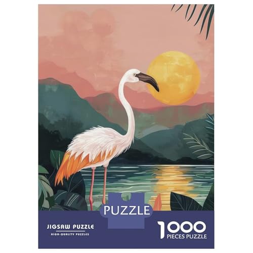 Rompecabezas de 1000 piezas para adultos y jóvenes, juego relajante de flamenco rosa, 52x38 cm