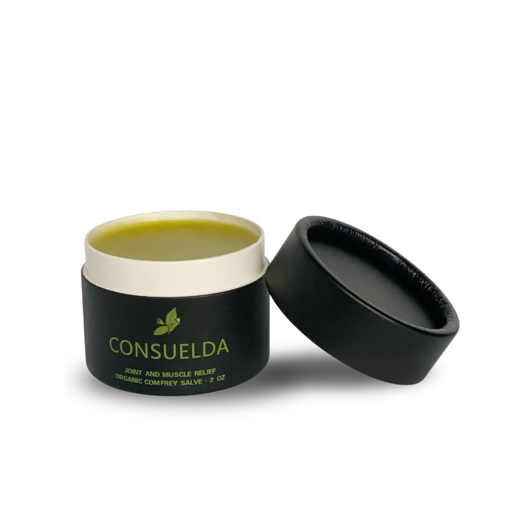 Consuelda Comfrey Salve, Hand Crafted, Organic, 2oz, Concentrated Balm for Muscles, Joints and Skin, Made in The USA.