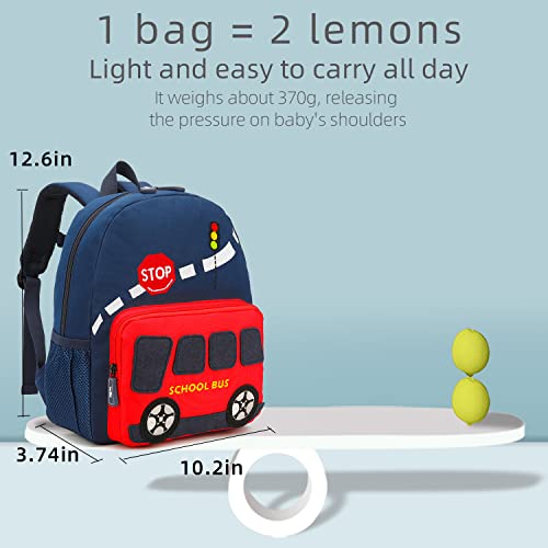 Willikiva Car Dinosaur Kids Toddler Backpack For Boys And Girls Children Waterproof Preschool Bag(Red Scool Bus) #TOP2