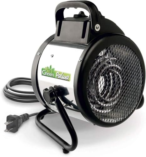 BioGreen Palma manual thermostat greenhouse heater in stainless steel — the beginner pick with a stepless dial
