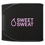 Sports Research Sweet Sweat Waist Trimmer Extra-Coverage (XC) - Premium Sweat Enhancing Fitness Band with More Belly Coverage - Adjustable Fit · Latex-Free Neoprene · More Coverage - Pink Logo (Med)