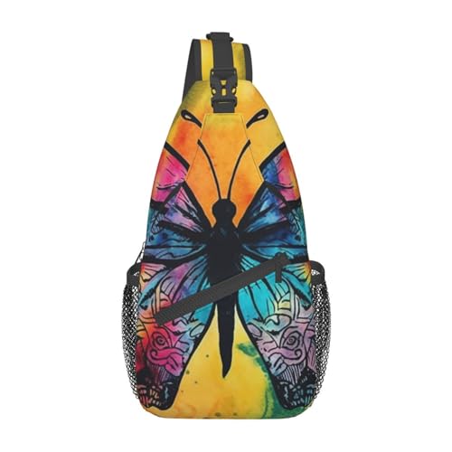 Bolso tipo sling unisex con estampado butterfly tie dye miniatura 1