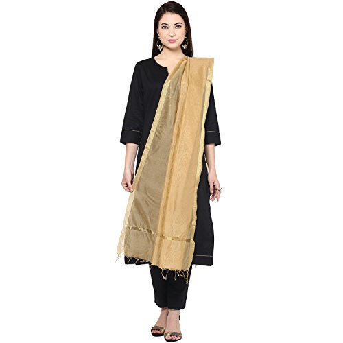 Women's Plain Gold Blended Silk Dupatta2