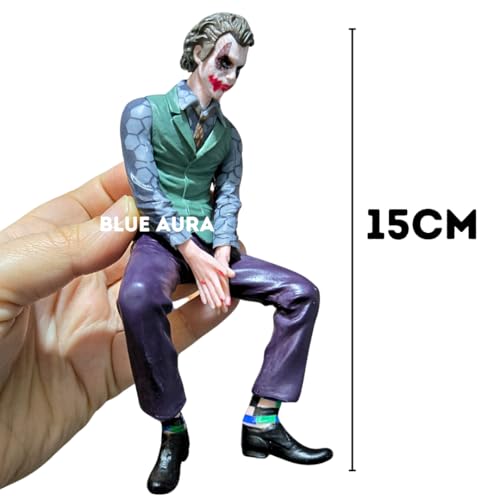 Image of Blue Aura Joker Action Figure Car Accessories Joker Statue for Decor Dashboard Toy Height - 15CM | Jo-ker Sitting