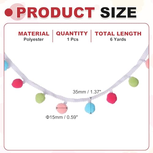 Cinta de pompones arco iris para decorar cortinas y ropa del hogar 3
