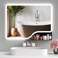 Callsky 32"x 24" LED Bathroom Mirror with Shelf, 3 Colors Backlit Vanity Mirror with Lights, Wall-Mounted Bathroom Mirror with Lights, Smart Mirror with Anti-Fog, Stepless Dimmable, Memory (UL, ETL)