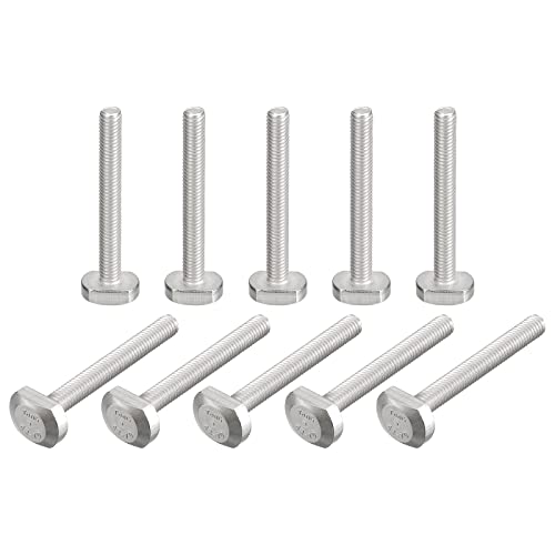 sourcing map T-Slot Bolts, 10pcs M6x50mm T Slot Drop-in Stud Sliding Bolts 304 Stainless Steel T Shape Screws for T Track