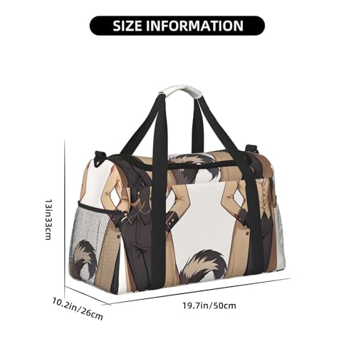French Fashion Model Ferrets Print Travel Duffle Bag - Foldable Personal Item Travel Bag for Women & Men,13x10.2x19.74