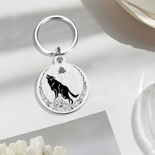 Image of Alotozo Norse Viking Keychain for Men Women - Compass, Tree of Life, Wolf, Odin, Ravens Mythology Gift for Birthday Christmas