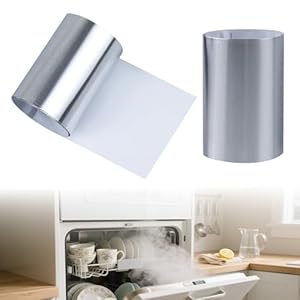 Hohitenz Dampfsperrfolie für Geschirrspüler, 2 Stück, 695×75 mm – Hitzeschutzfolie für Arbeitsplatte, kompatibel mit Beko/Whirlpool/Bauknecht – Aluminium Dampfbremsfolie