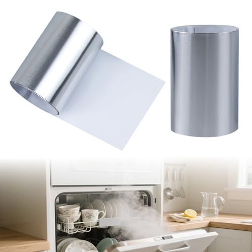 Hohitenz Dampfsperrfolie für Geschirrspüler, 2 Stück, 695×75 mm – Hitzeschutzfolie für Arbeitsplatte, kompatibel mit Beko/Whirlpool/Bauknecht – Aluminium Dampfbremsfolie