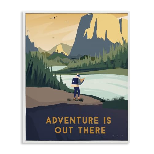 Stupell Industries Adventure Quote Mountain Canyon Hiking Person Illustration, Design by Omar Escalante