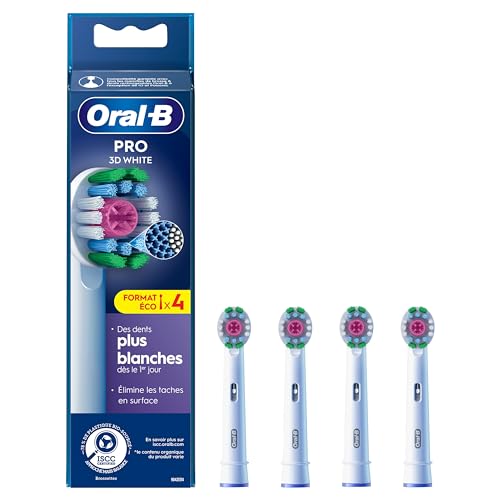 Oral-B Pro 3D White Brossettes pour Brosse à dents électriques, Pack De 4 Unités