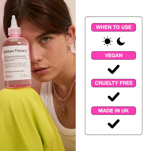Carbon Theory Tea Tree Oil & Citric Acid Lozione Tonica Di Pulizia Profonda Per Pelli Problematiche, Acne 250 Ml - 6