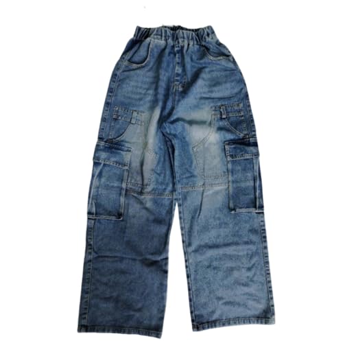 Baggy Jeans for Boys Kids Teens Straight Wide Leg Jeans Summer Casual Elastic Waist Loose Fit Y2K Streetwear Denim Pants3