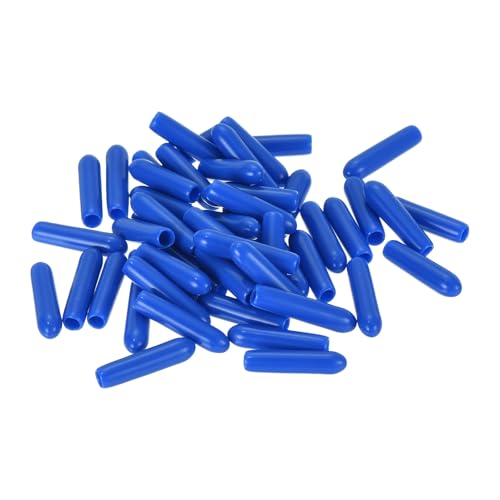 uxcell 50pcs Rubber End Caps 2.5mm ID Vinyl Round Tube Bolt Cap Cover Screw Thread Protectors Blue, 0.1 inch