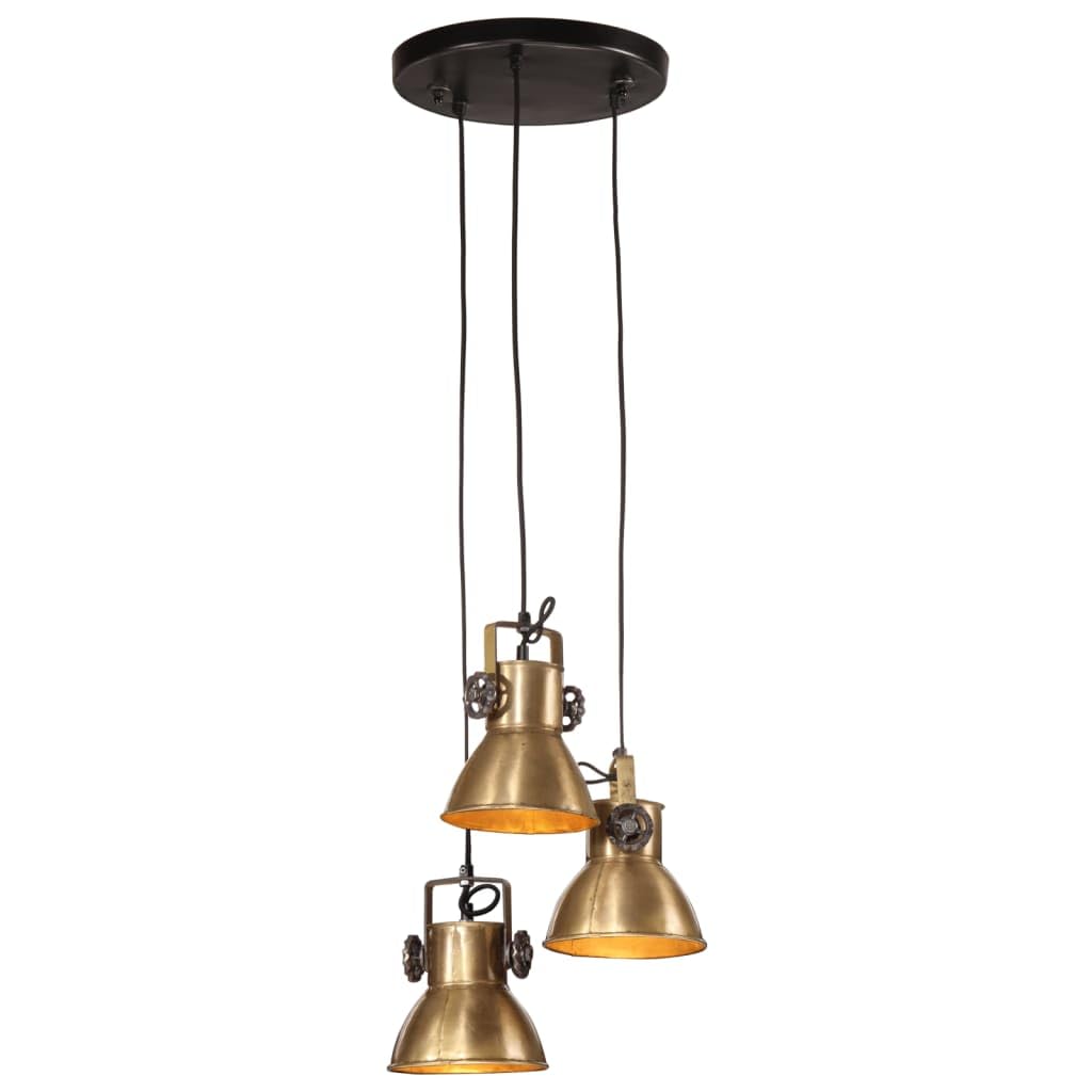 vidaXL Hanging Lamp, Pendant Light with Lampshade, Chandelier for Bedroom Living Room, Hanging Light, Industrial Style, 25 W Antique Brass E27