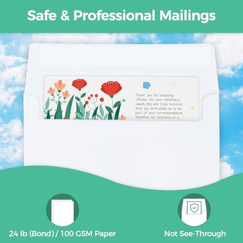 Ohuhu A7 Printable White 5x7 Envelopes 500 Pack - Bulk A7 5.25 x 7.25 Inches Self-Seal Envelopes for 5x7 Cards Christmas Cards Wedding Invitations, Photos, Graduation, Baby Shower by Ohuhu - Image 3