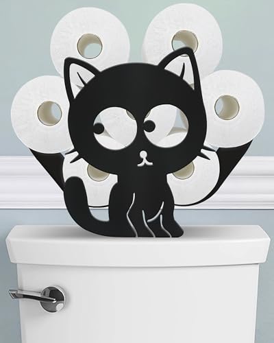 Soporte de papel higiénico para gatos para 8 rollos adicionales, divertido almacenamiento de papel higiénico decorativo de pie, organizador de papel higiénico para decoración de animales de baño de