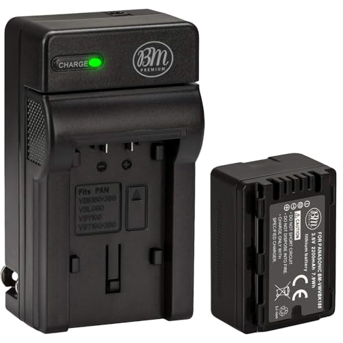 BM Premium VW-VBK180 Battery and Charger for Panasonic HC-V10 HC-V100