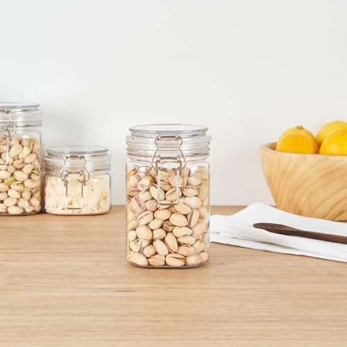 Restaurantware-Met Lux 29 Ounce Hinged Food Storage Jars, 2 Airtight Jars With Lids - Rubber Gasket, Wide Mouth, Clear Plastic Square Canisters, For Kitchen And Pantry Storage Of Bulk Dry Food by Restaurantware - Used condition - Image 3