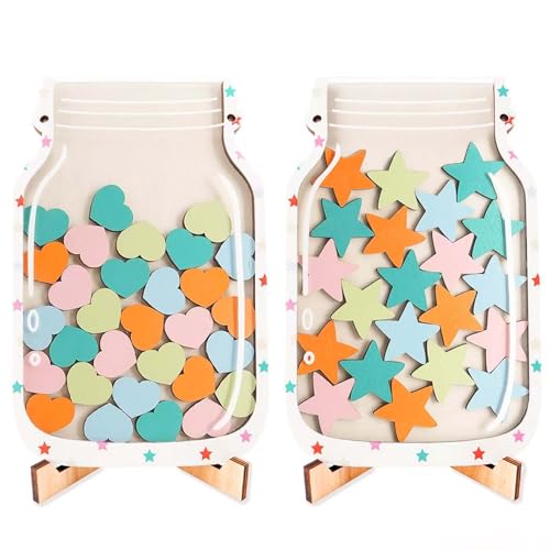 Purdge 2 Pack Magnetic Reward Jar with Star & Heart, Star Jar Reward System for Kids, Reward Home Kids Incentive Good Home Training for Boys Girls