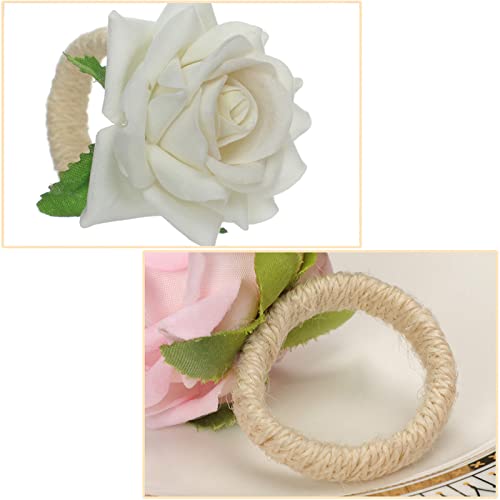 6 stuks rozenservetringen, kunstbloem, servetringen, set simulatieroos, artistieke servetring, tafeldecoratie, servethouder voor bruiloftsfeest, diner, jubileum - Image 5
