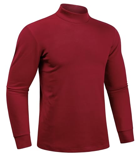 Derminpro Men's Fleece Lined Mock Neck Knit Long Sleeve Undershirts Thermal T Shirts