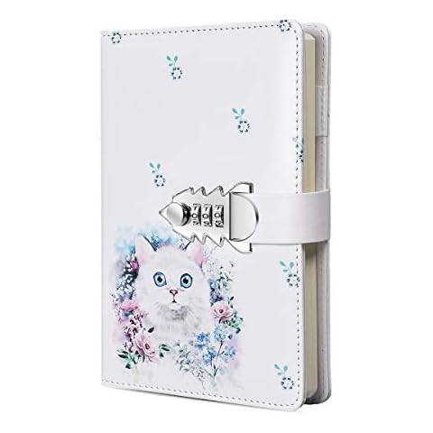 ARRLSDB A5 PU Leather Journal with Lock, Diary with Combination Lock Password Notebook Locking Journal Diary (Style 4) Cover