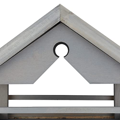 Relaxdays Vogelfutterhaus mit Ständer, wetterfestes Dach, Holz Vogelhaus, HBT: 120x62x55 cm, Futterhaus Wildvögel, grau