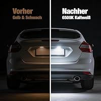 StratoNex 2er Set LED Kennzeichenleuchte kompatibel mit Ford Focus MK2 Fiesta, passend für Mondeo und Kuga, 24 SMD 6500K Kaltweiß Kennzeichenbeleuchtung ohne Fehlermeldung, Ersatz für OE 1332916 – Ansicht 3
