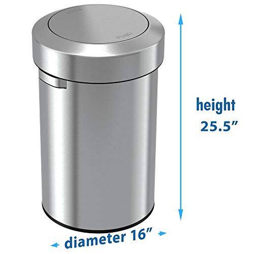 Itouchless Titan 17 Gallon Swing Open Trash Can, Stainless Steel Self-Balance Flip Top Lid Commercial Grade 64 Liter Garbage Can Is Perfect For Business, Restaurant, Office And Kitchen #TOP4