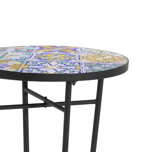 Christopher Knight Home Glady Outdoor Round Side Table, Patio Bistro Table with Ceramic Top and Metal Frame, Small Decorative Accent Table for Patio Garden Porch Balcony, Geometric by Christopher Knight Home - Used condition - Image 6