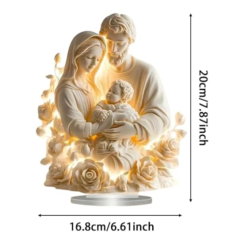 Image of 2D Jesus Holy Figure Decoration Religious Home Decor for Cabinet Home Office White Holy Family