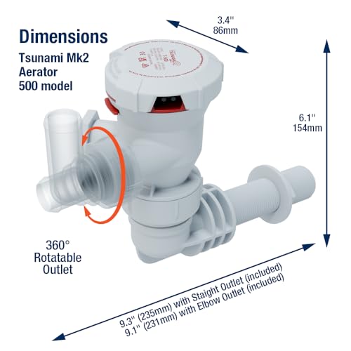 Attwood Tsunami MK2 Aerator Pump T500 (12V), 500 GPH, Thru-Hull Elbow with Fittings (Elbow & Straight), 5644-4 by attwood - Image 5