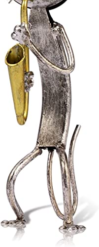 Too-Arts A Playing Saxophone Cat Metal Sculpture Iron Statue Handwork Handicrafts, 3 Funny Design #TOP6