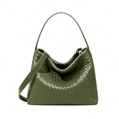 Image of Women's Braided Suede Tote Bag Stylish Suede Hobo Shoulder Bag with Woven Details for Work Travel